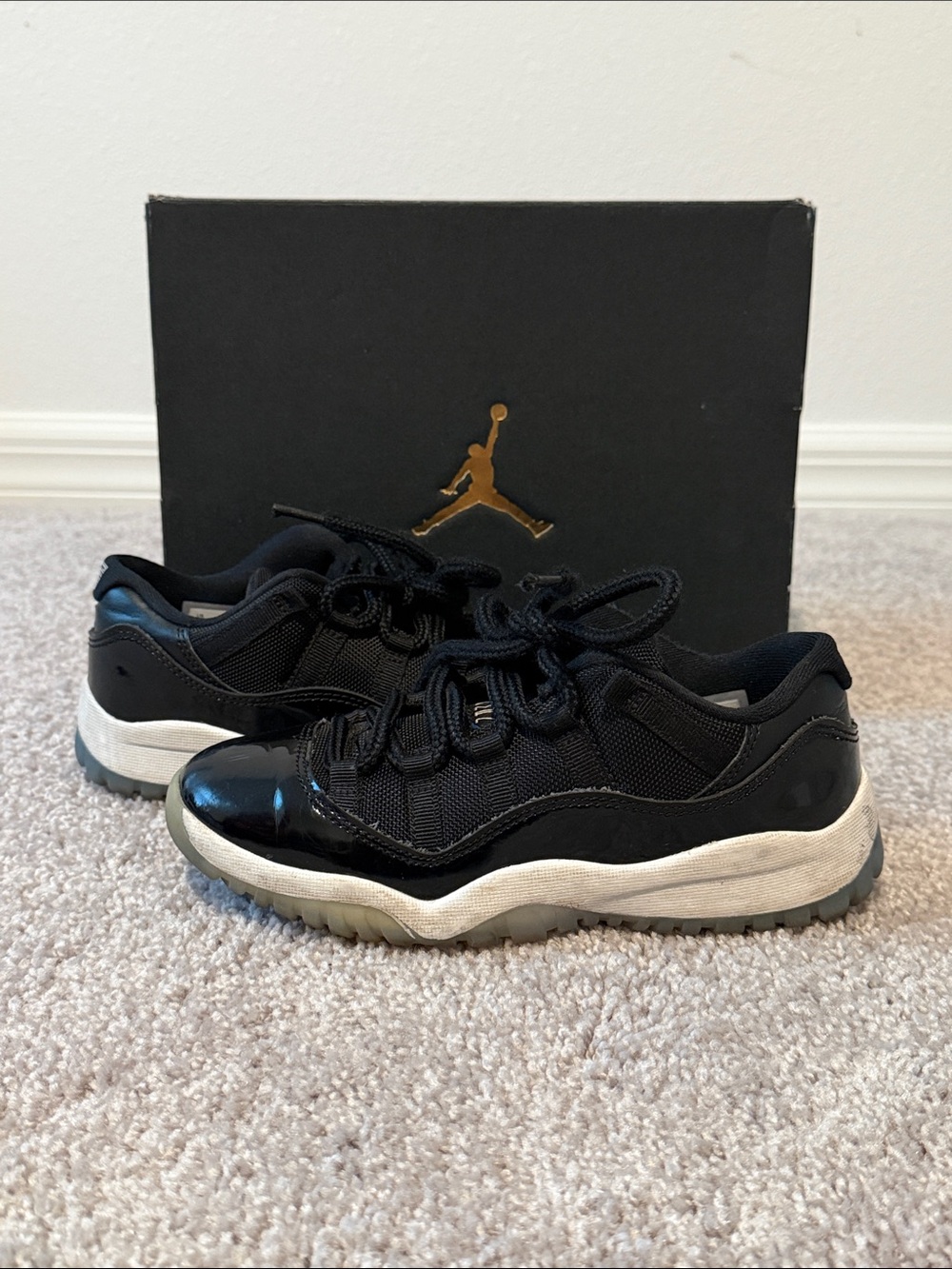 Jordan Kids' Black and White Low-Top Sneakers